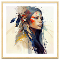 Watercolor Floral Indian Native Woman #13