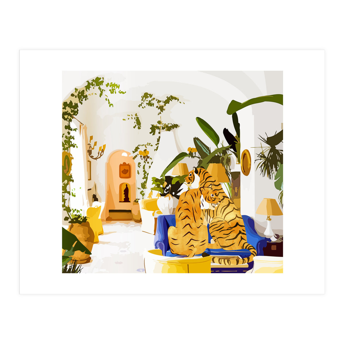 Tiger Reserve Villa | Bohemian Tropical Jungle Décor | Pastel Honeymoon Couple Love Wildlife (Print Only)