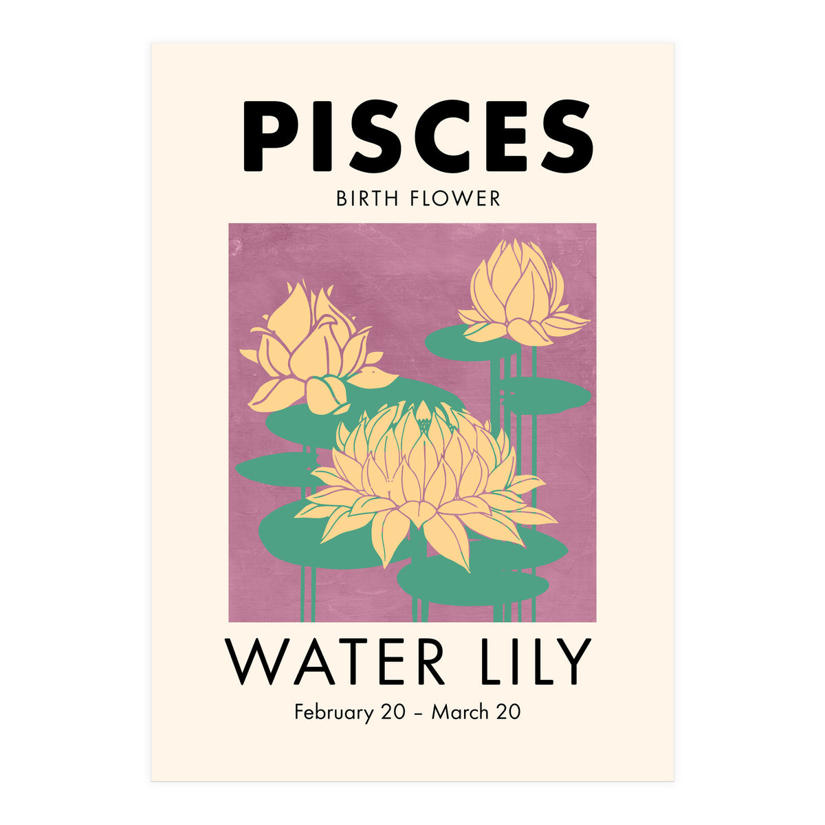Pisces Birth Flower Water Lily (Print Only)