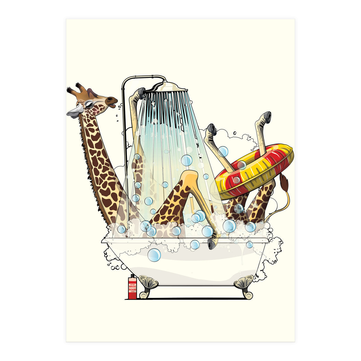 Giraffe in the Bath, Funny Bathroom Humour (Print Only)
