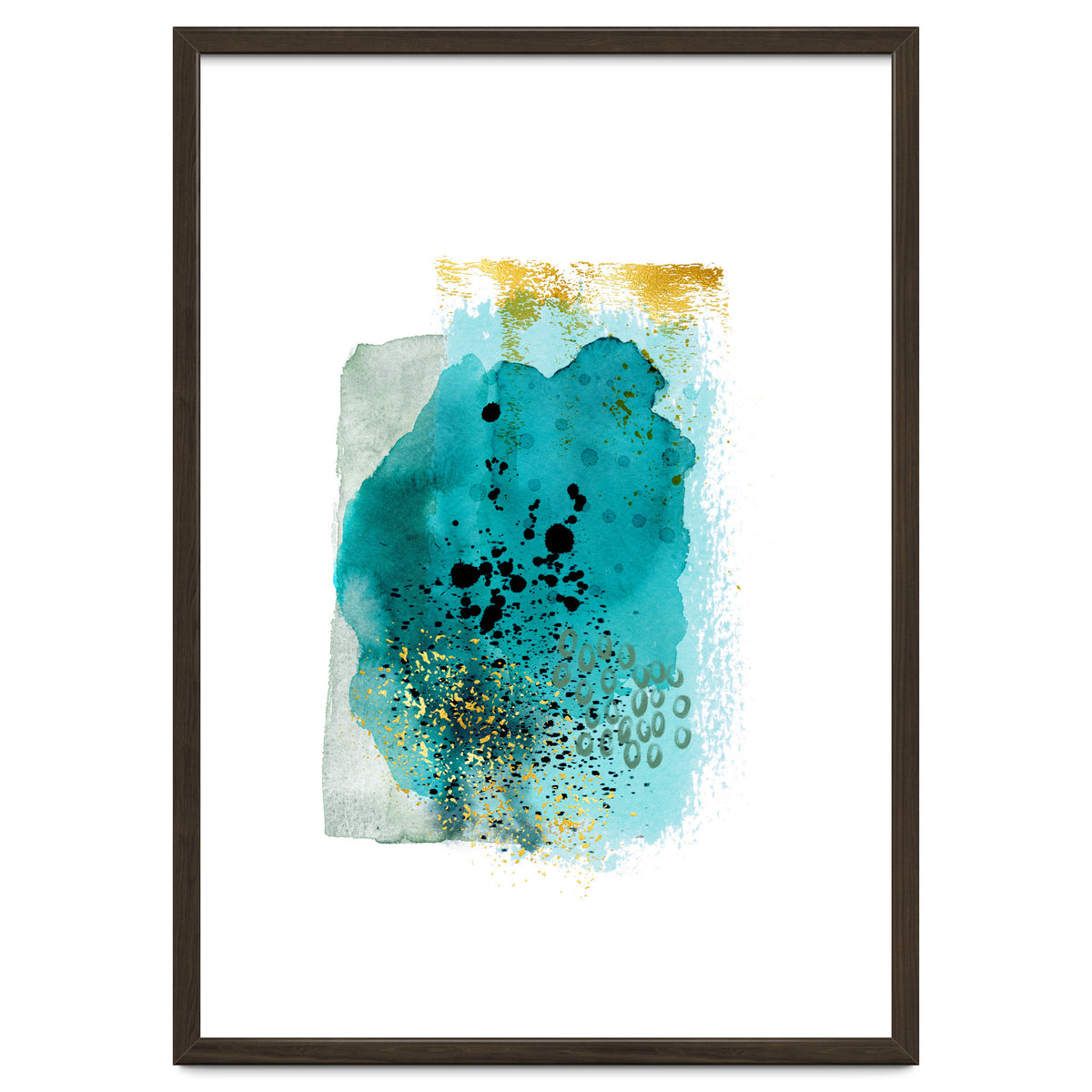Abstract watercolour turquoise and gold