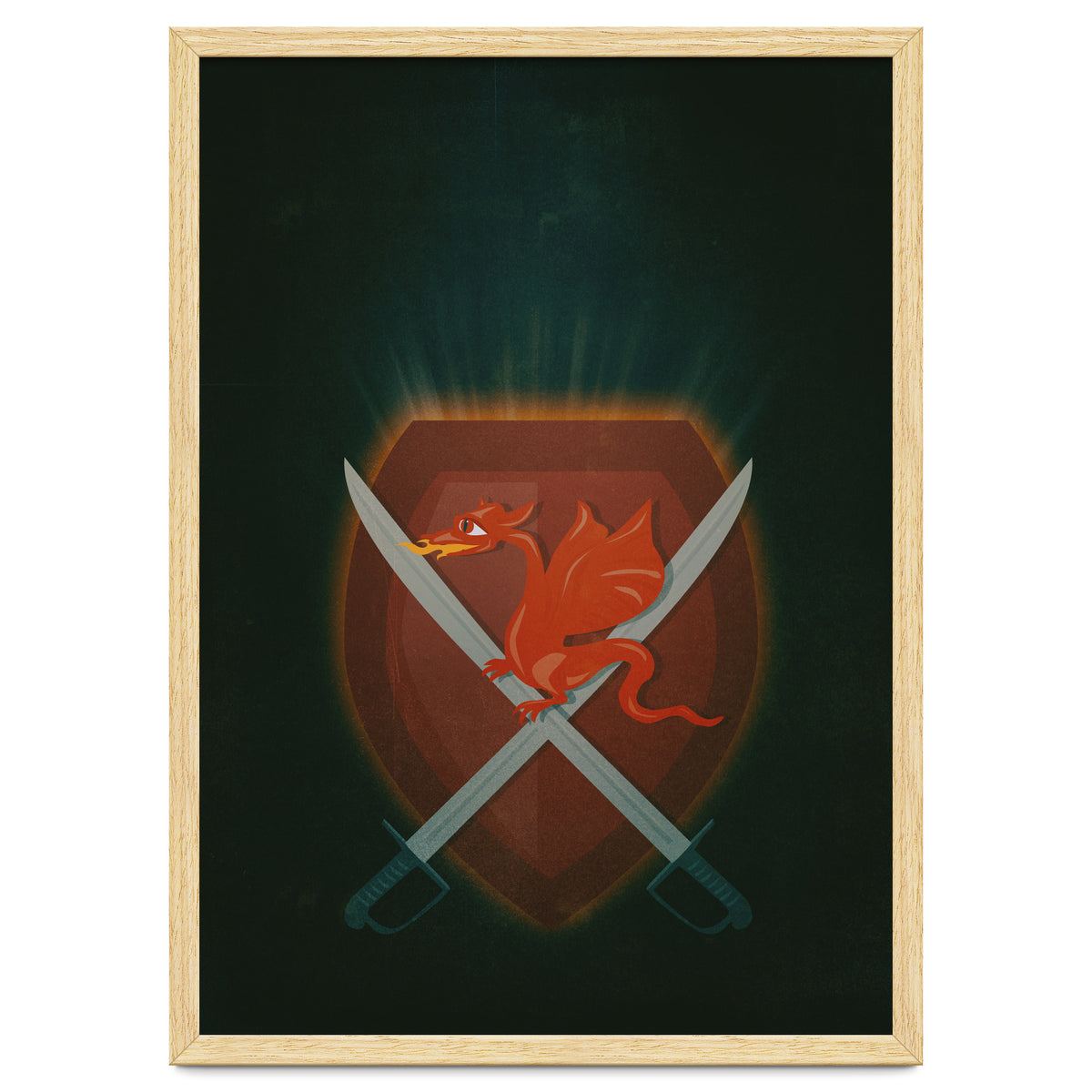 Heraldic dragon and cutlasses