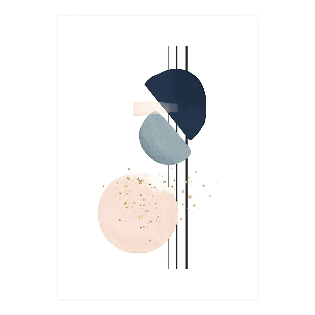 Abstract Study Blush and Navy Blue (Print Only)