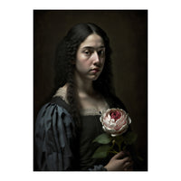 Sad Young Woman Moody Vintage Dark Painting  (Print Only)