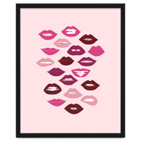 Lips Dark on Pink Background
