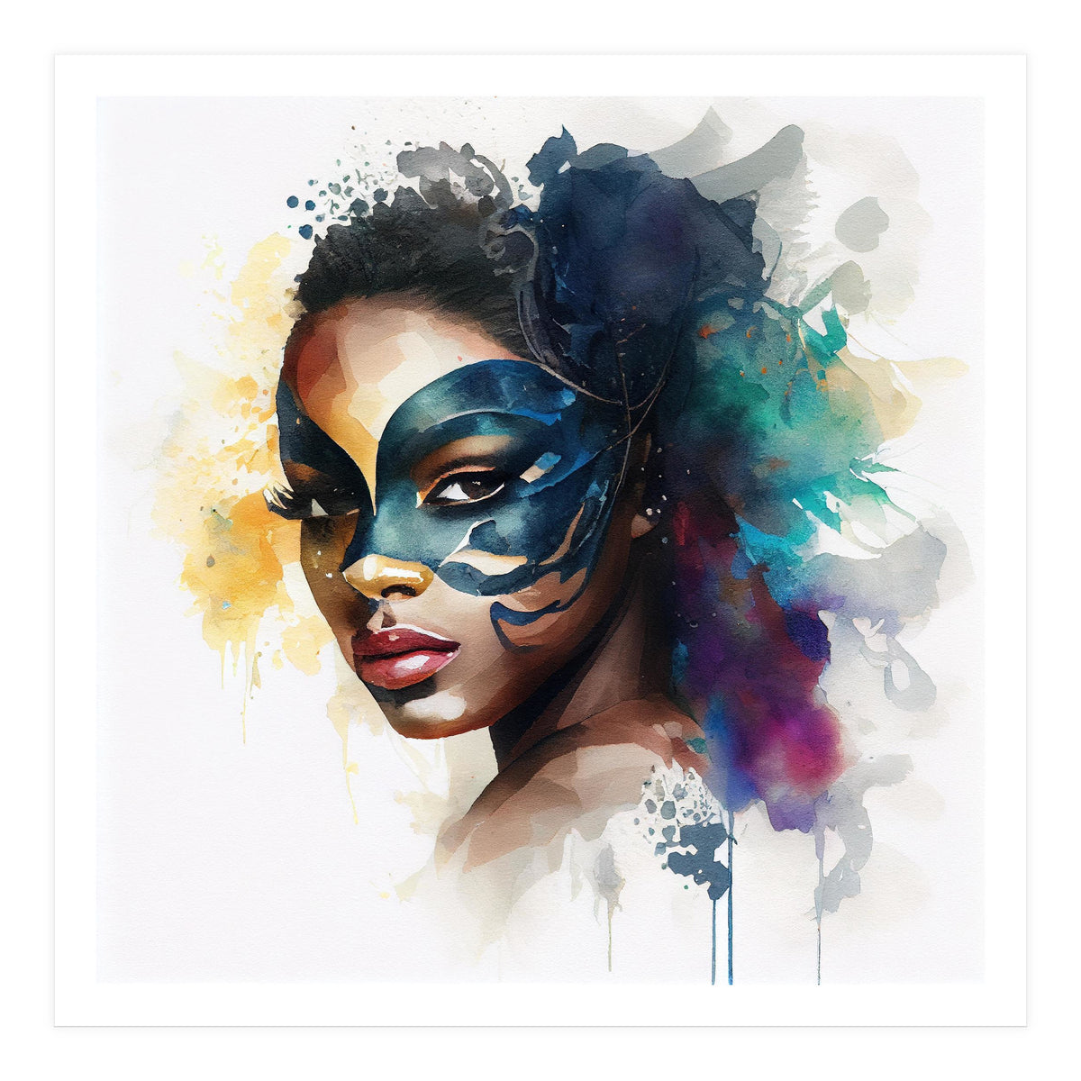 Watercolor Carnival Woman #5 (Print Only)