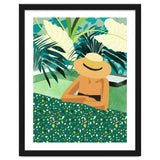 Chill, Modern Bohemian Black Woman Travel Illustration | Terrazzo Tropical Swimming Pool Fashion thumbnail