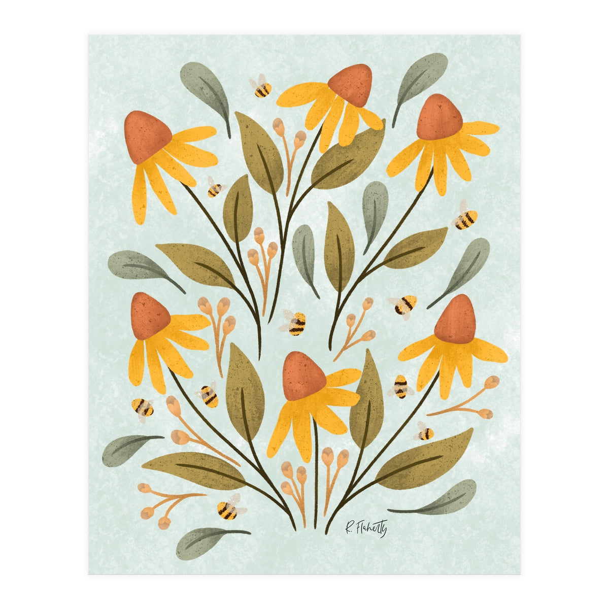 Daisies and Bumblebees (Print Only)