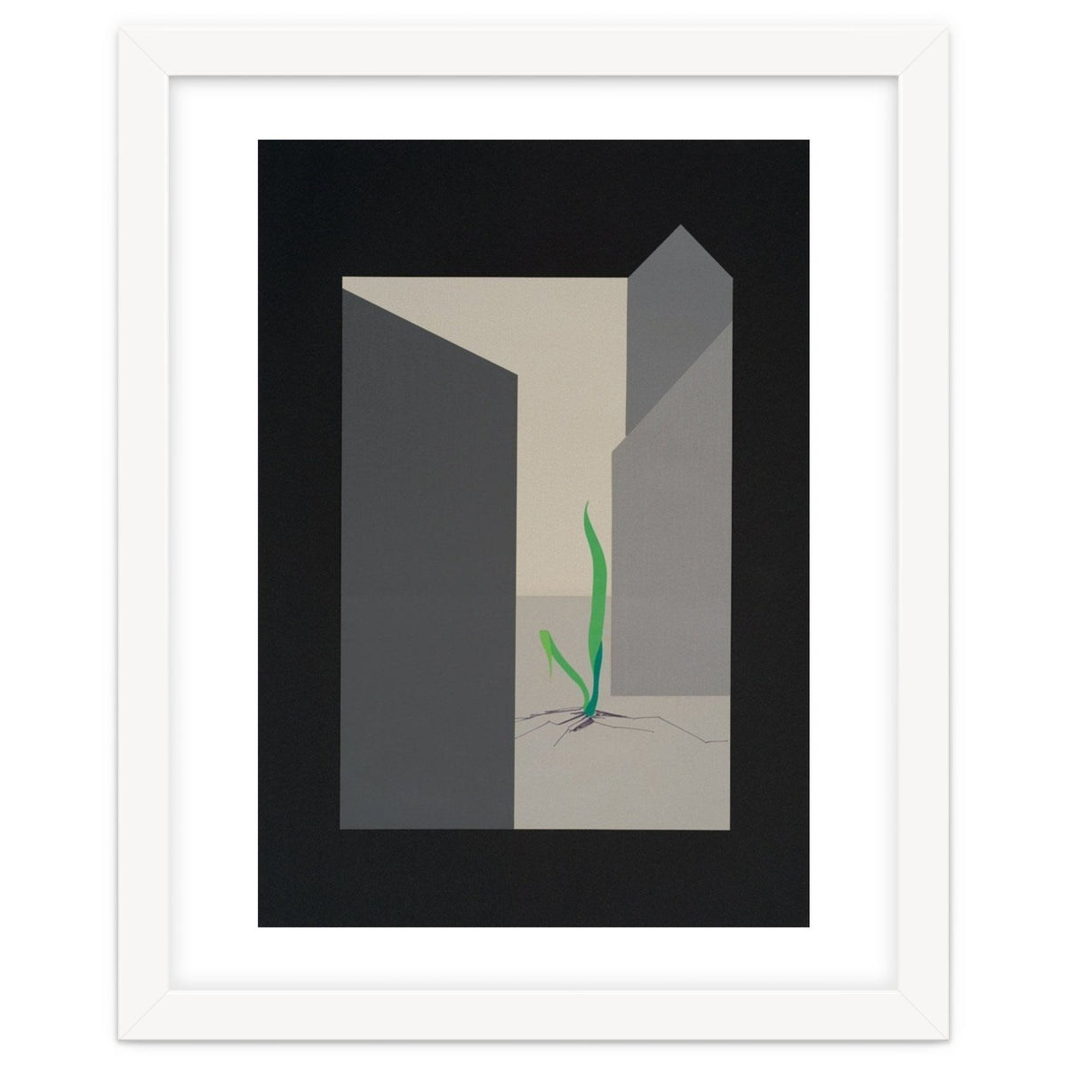 Grass straw in concrete landscape.