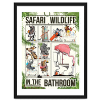 Safari wildlife animals in the bathroom, funny toilet humour.