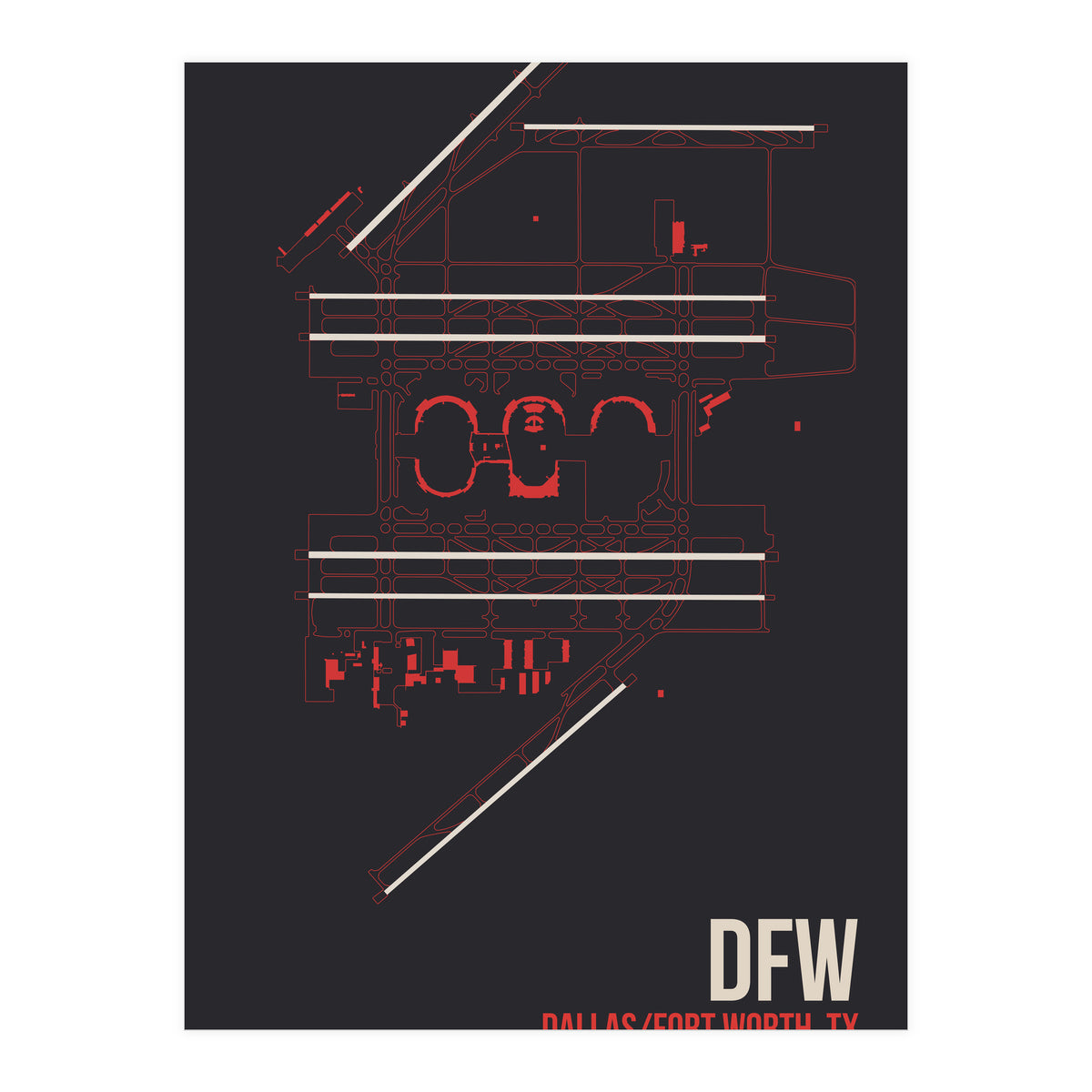 Dallas/Fort Worth Airport Layout (Print Only)