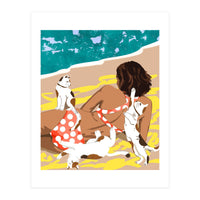 Cat Mom On The Beach (Print Only)