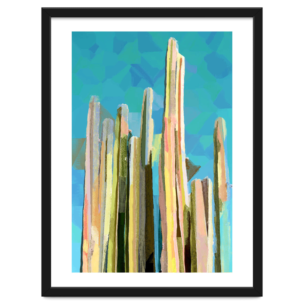 Desert's Rose, Summer Cactus Abstract Pastel Digital Art, Nature Botanical Color Sketch Plant Drawing