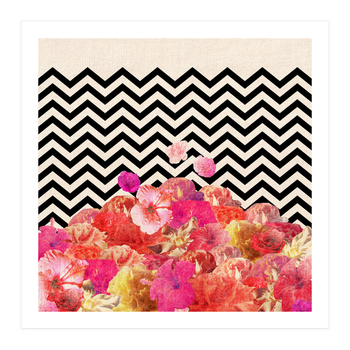 Chevron Flora Ii (Print Only)