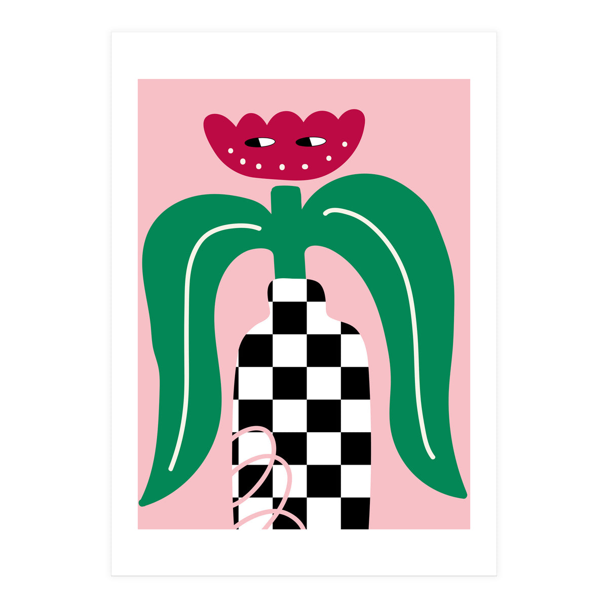 Flower in Checker Vase (Print Only)