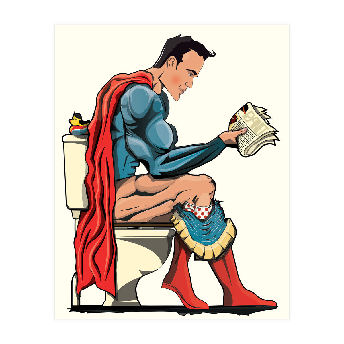 Superman on the Toilet, funny bathroom humour (Print Only)