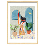 Headstand, Cat Yoga, Active Woman Workout, Eclectic Colorful Pets Terrazzo thumbnail