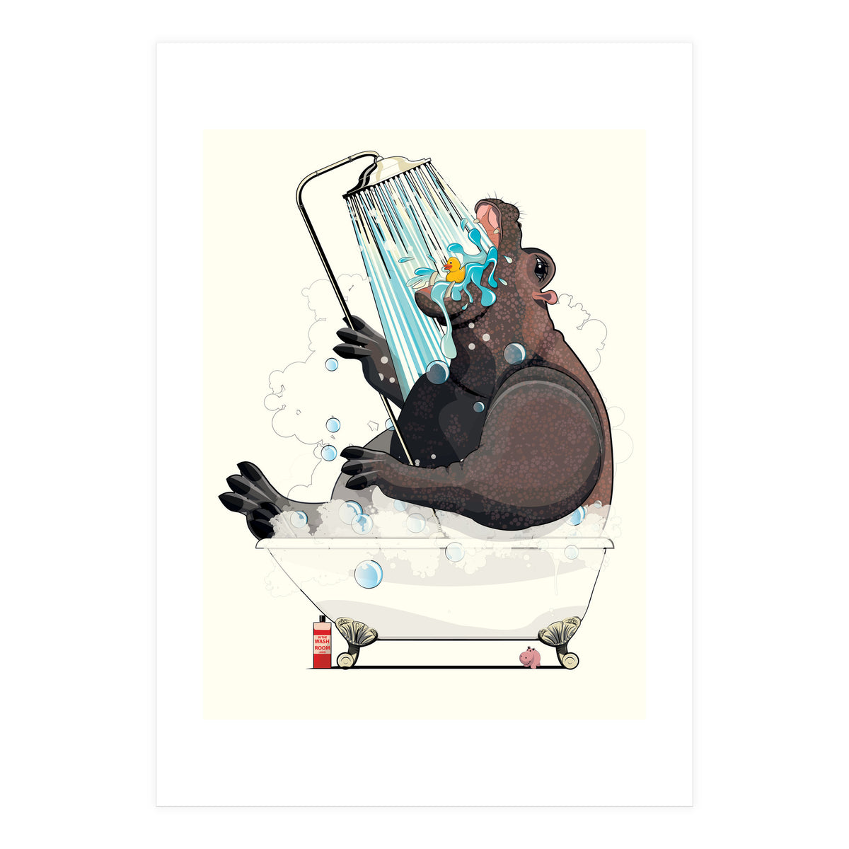Hippopotamus in the Bath, Funny Bathroom Humour (Print Only)