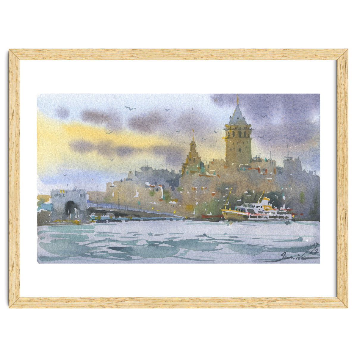 Galata Tower. Istanbul. Watercolor