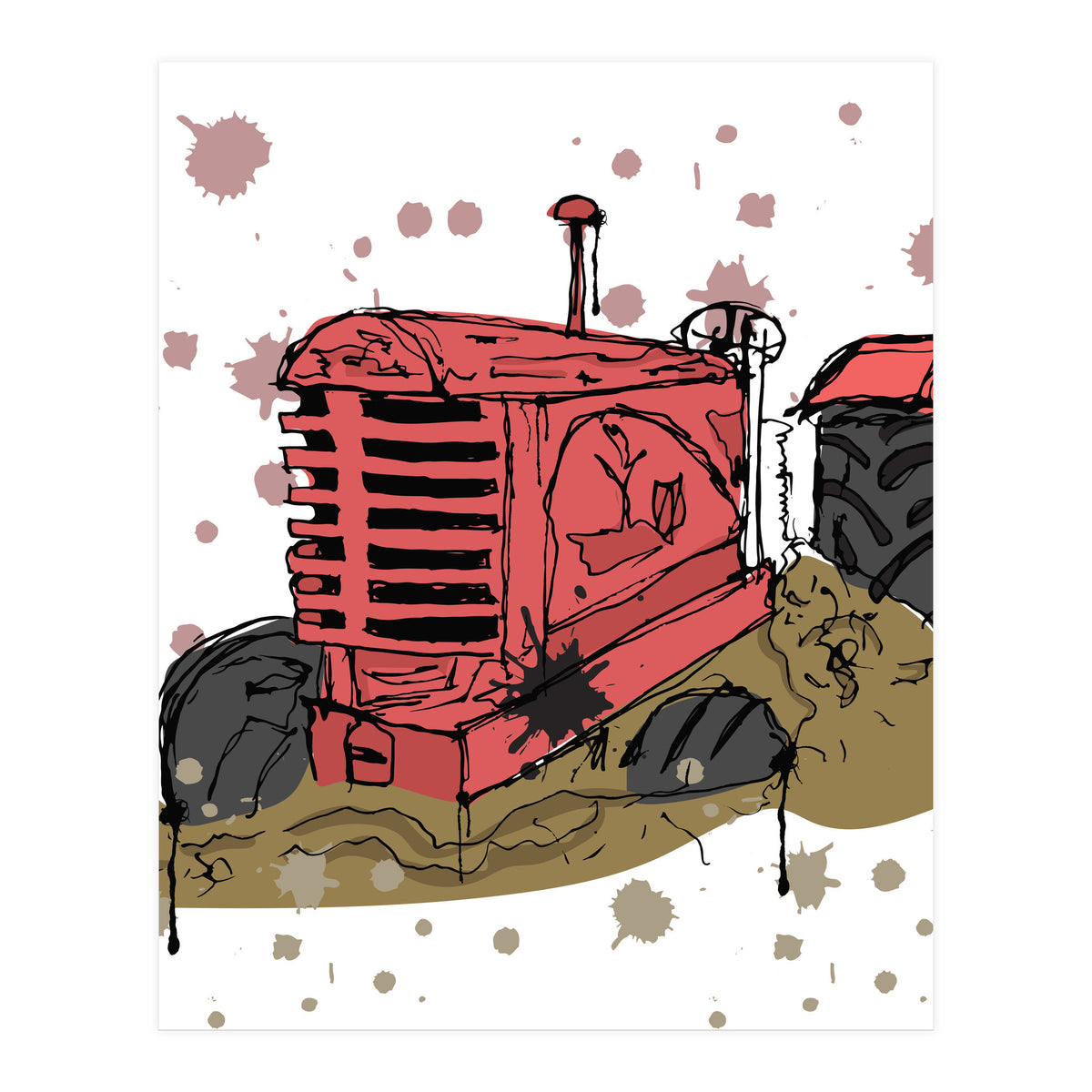 Abandoned tractor sketch (Print Only)