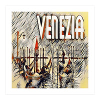 Venezia Vintage Art Gondolas sketch (Print Only)