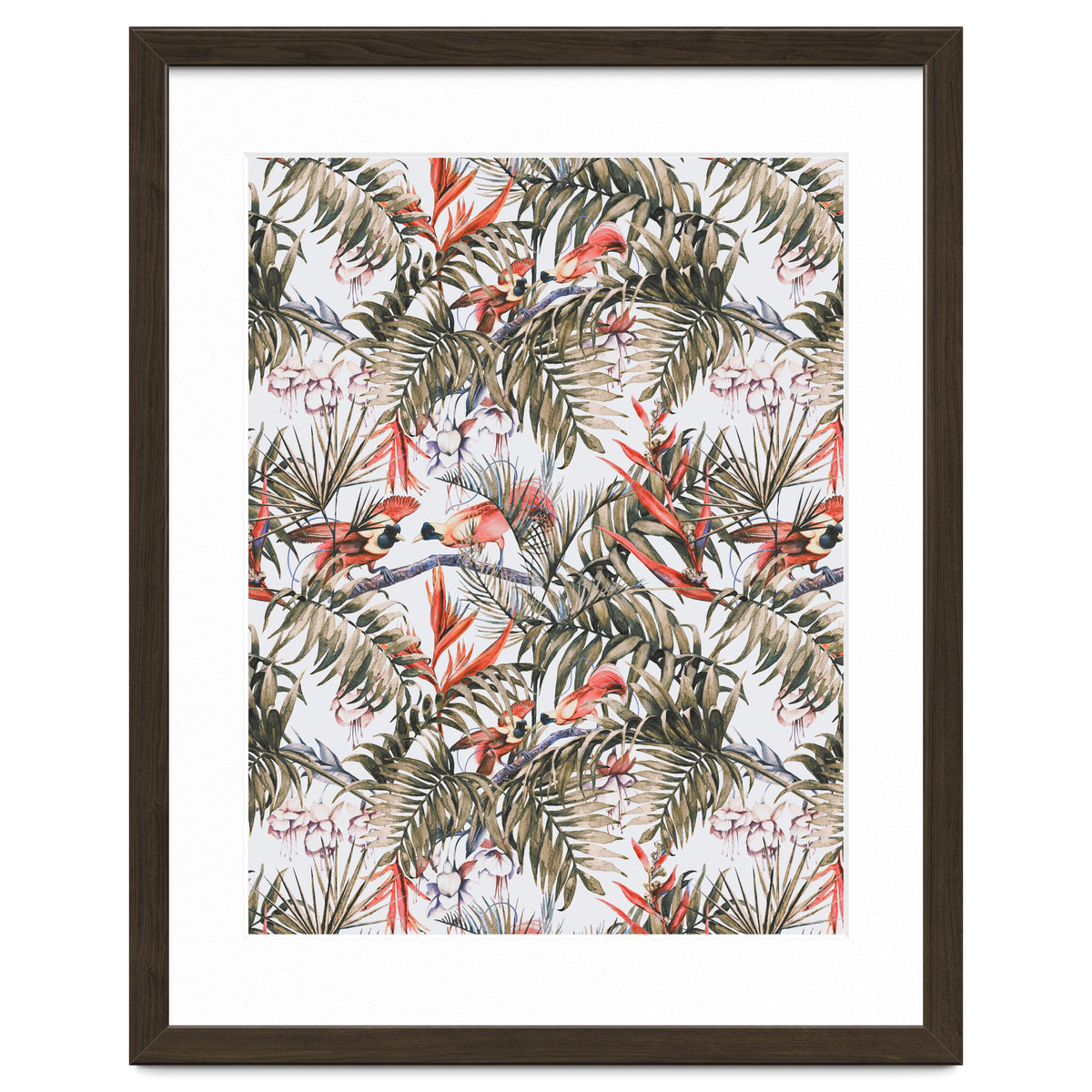 Exotic birds in the jungle paradise