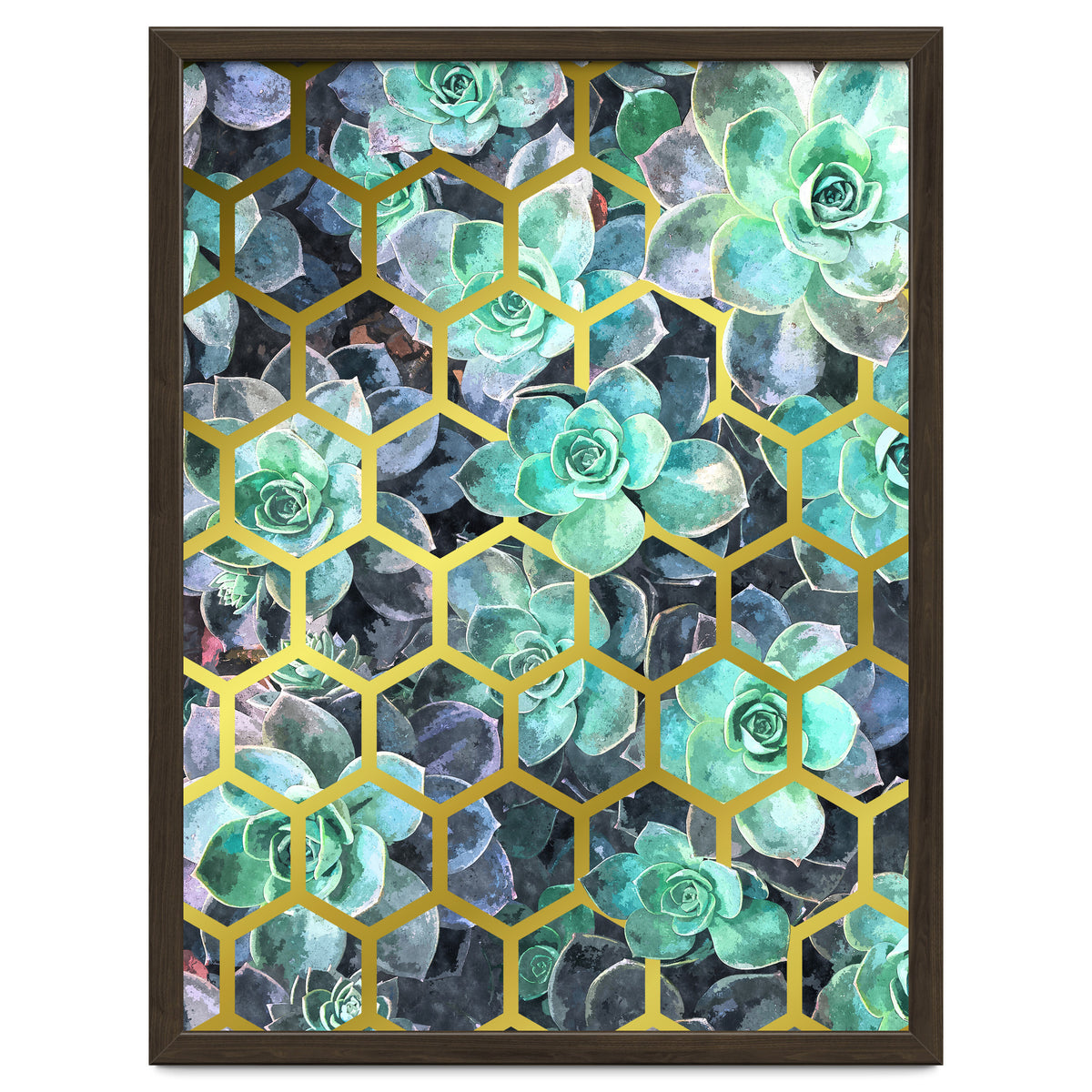 Succulents and Gold Geometric