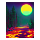 Neon Moon, Color Pop Art Glow Forest, Nature Landscape Adventure, Travel Mystery Eclectic, Contemporary Digital Painting (Print Only) thumbnail
