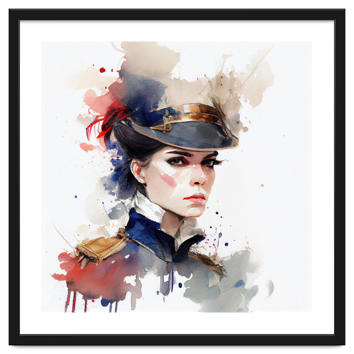 Watercolor Napoleonic Soldier Woman #1