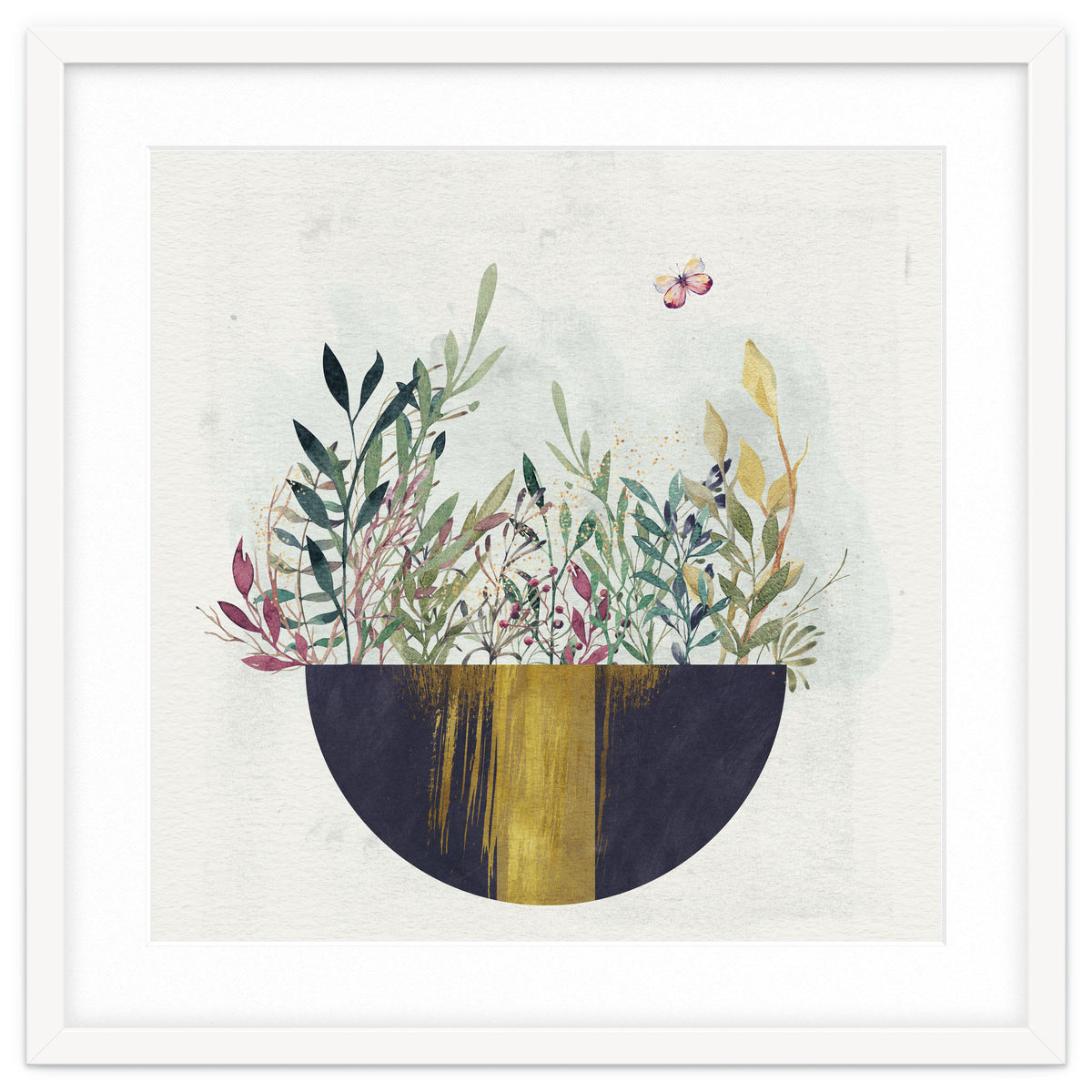 Flowers and leaves in a simple basket