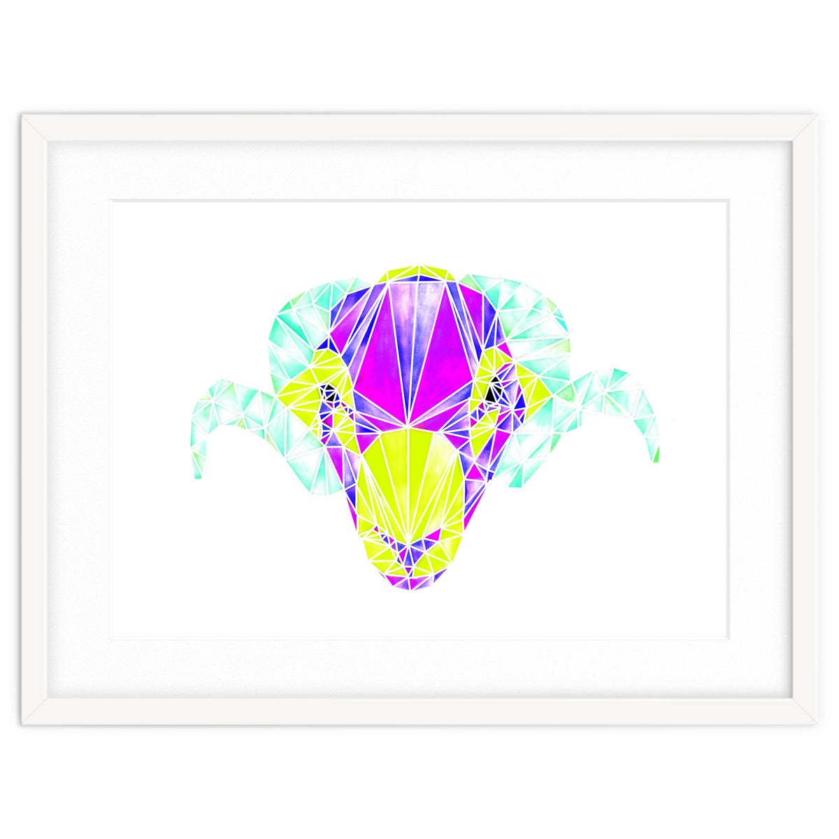 Colourful Geometric Swaledale Sheep Tup with White Lines