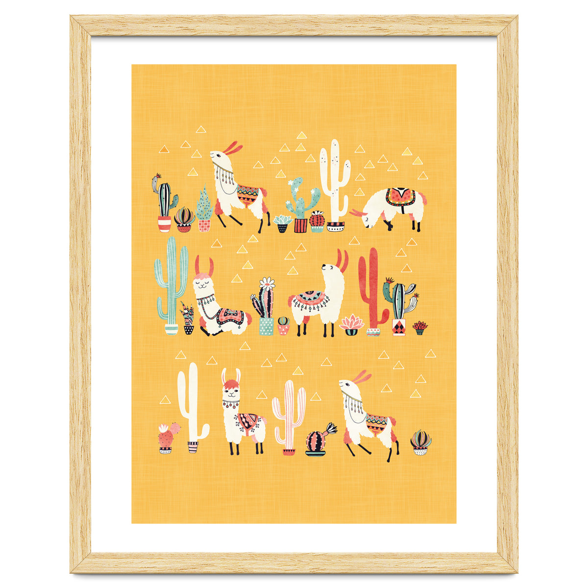 Happy Llama With Cactus In A Pot