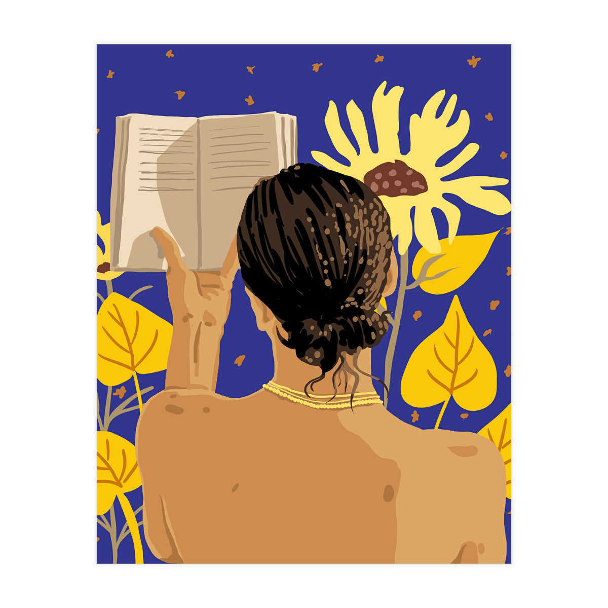 You're never alone when lost in the magic of a book, Bohemian Reader Botanical, Nude Plant Lady (Print Only)