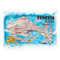 Venice Italy Illustrated Map With Main Roads Landmarks And Highlights M (Print Only)
