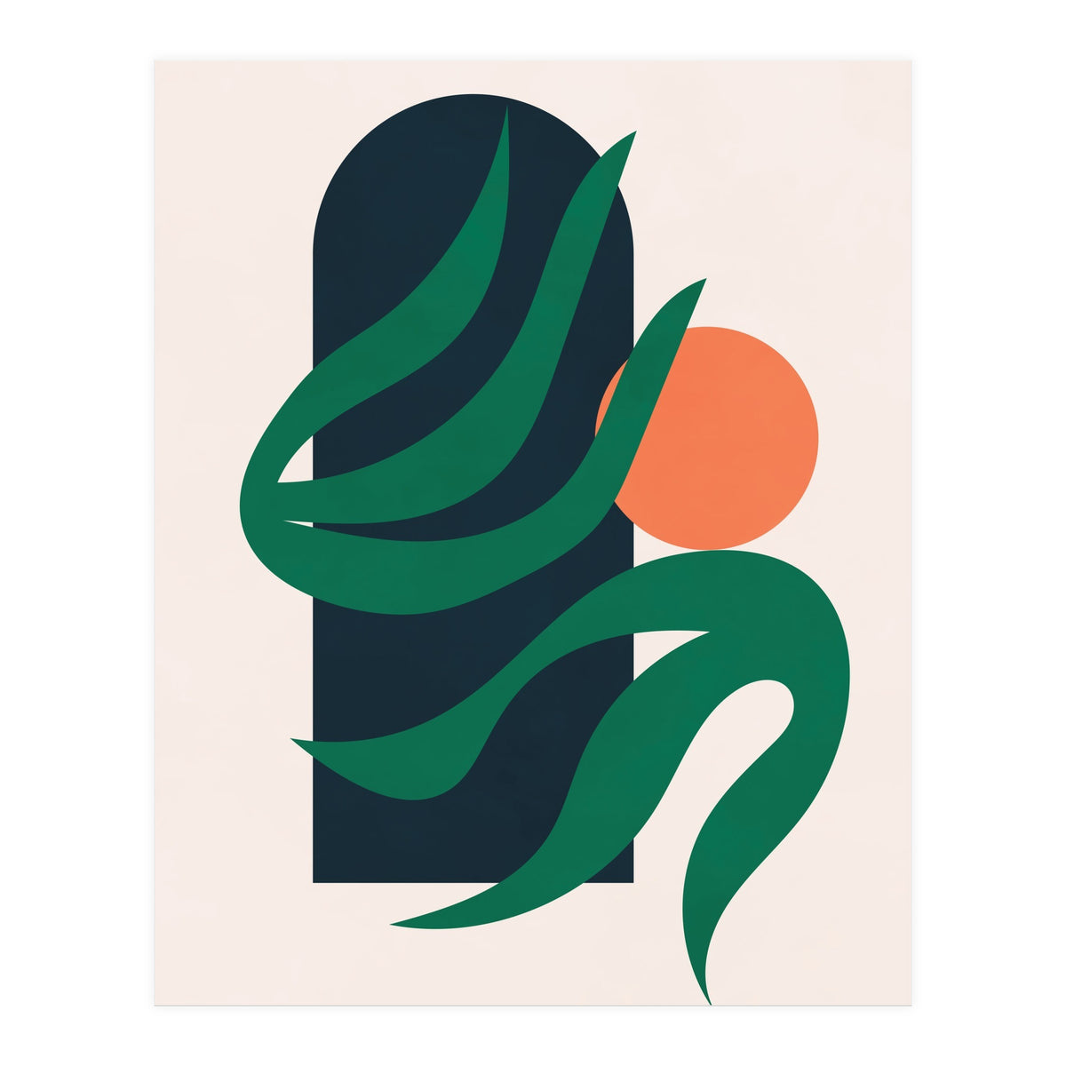 Mid Century Modern Botanical Geometric Art (Print Only)