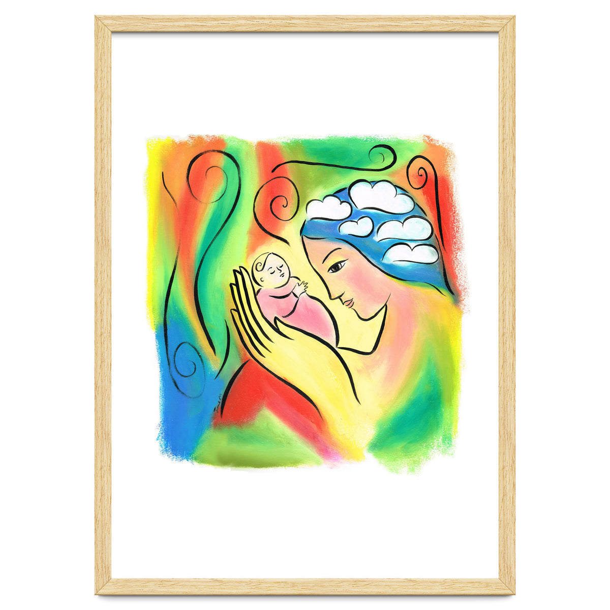 Woman And Baby With Clouds