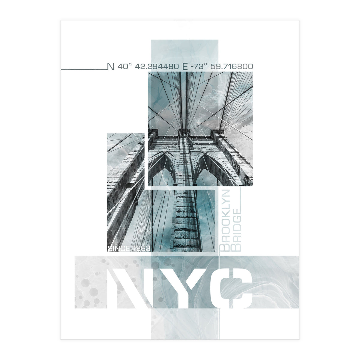 NYC Brooklyn Bridge Details | turquoise marble (Print Only)