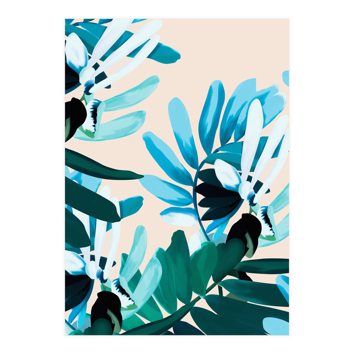 Large bluish botanical leaves  (Print Only)
