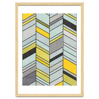 Colorful Concrete Chevron Pattern - Yellow, Blue, Grey