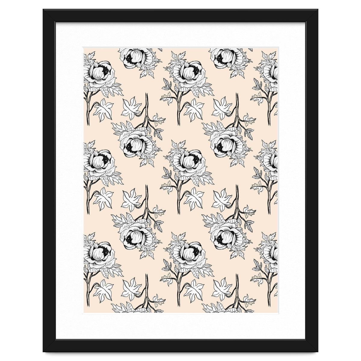 Drawing pattern of roses to pencil on beige