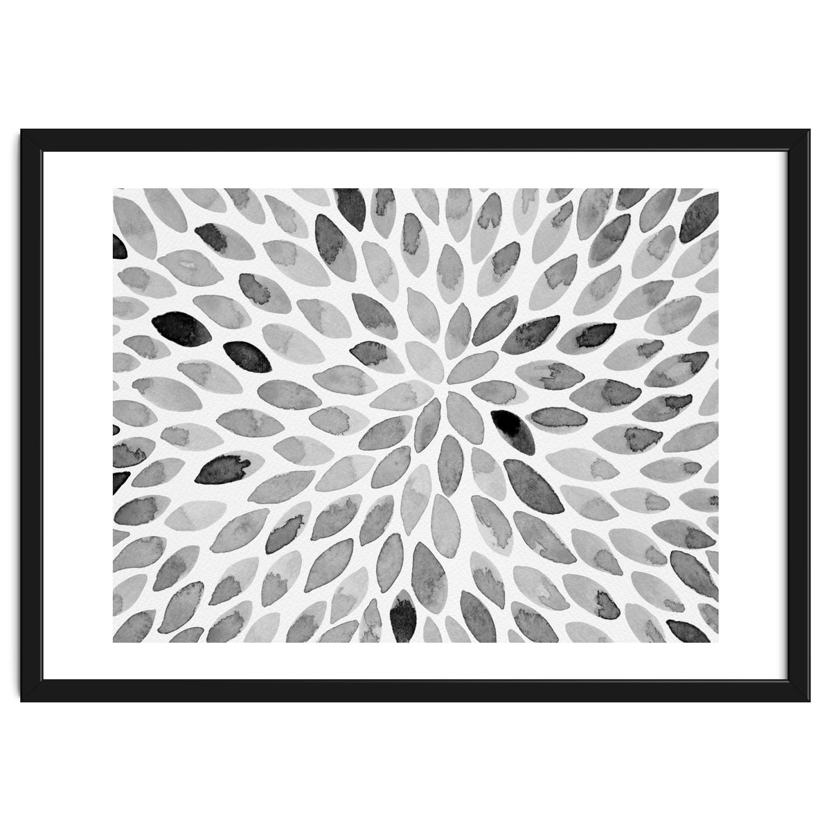 Watercolor Burst Black