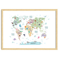 Pastel Animal World Map