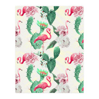 Flamingos, geometric and flowers (Print Only)