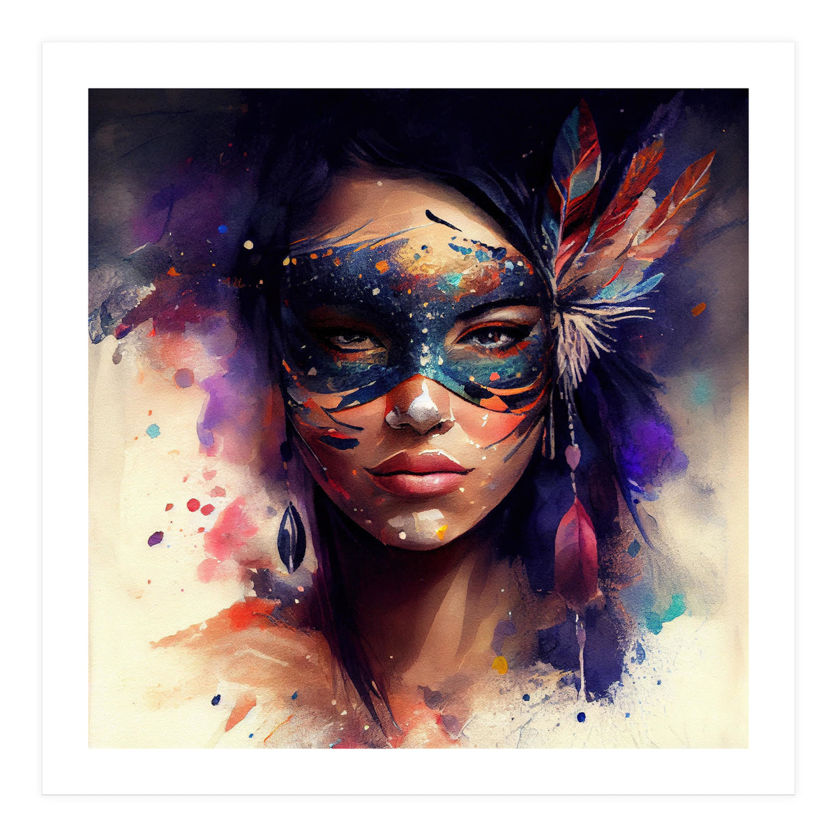 Watercolor Carnival Woman #1 (Print Only)