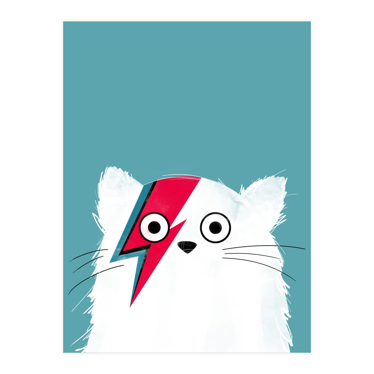 Doozal Cat Bowie White (Print Only)