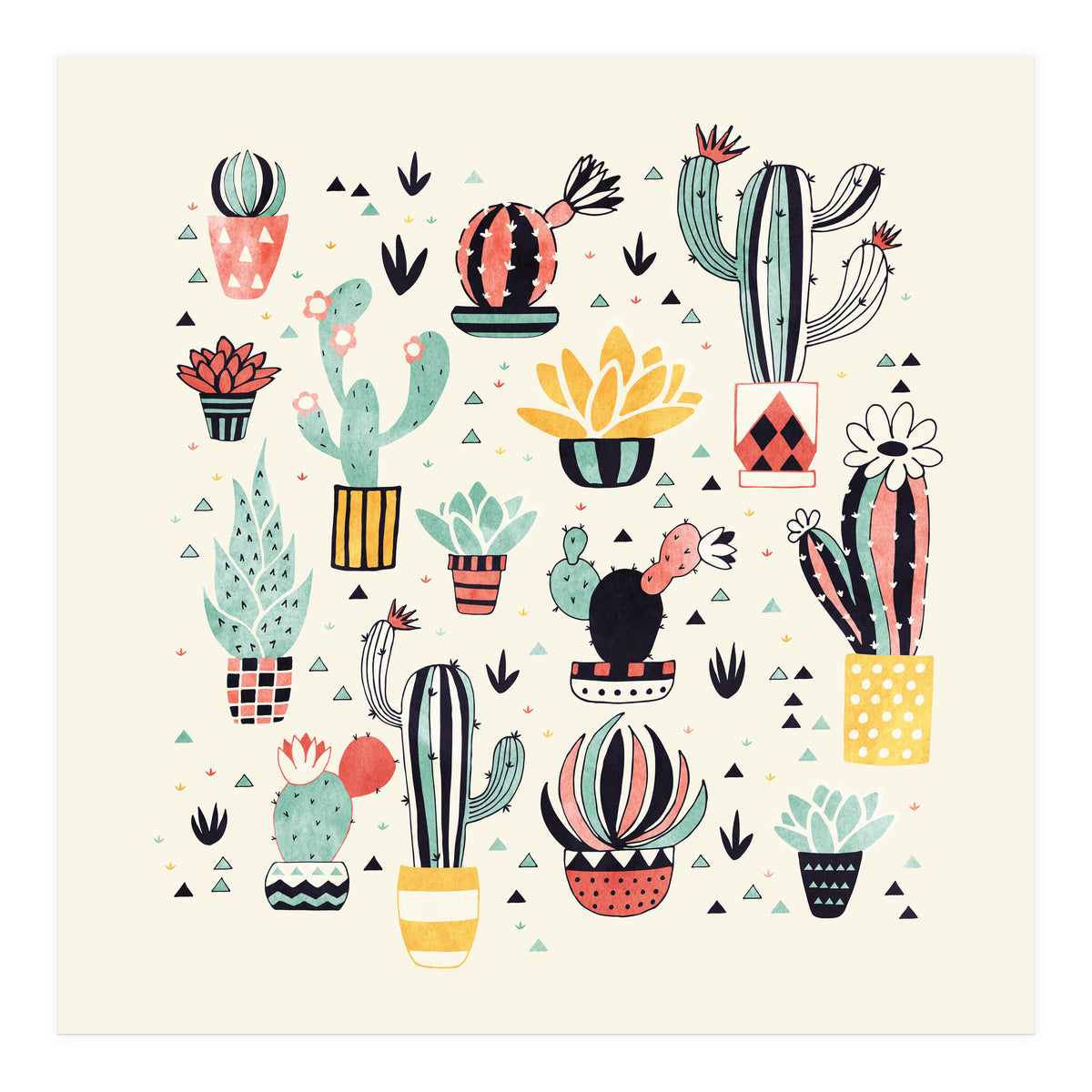 Cactus In A Flower Pot (Print Only)