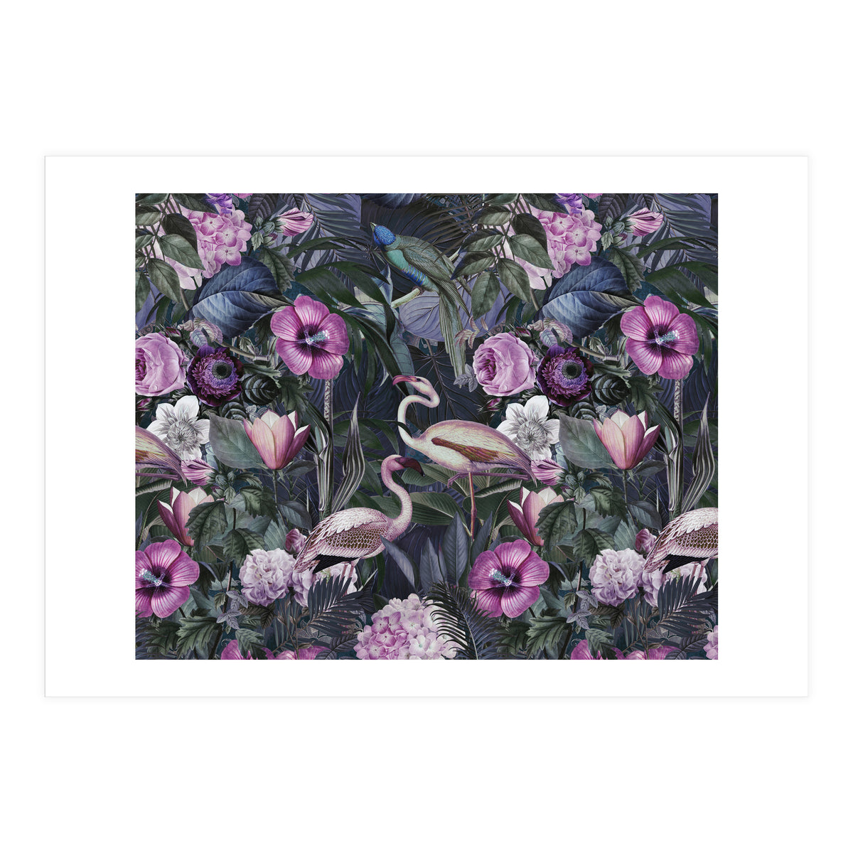Flamingos Dark Jungle 2 (Print Only)