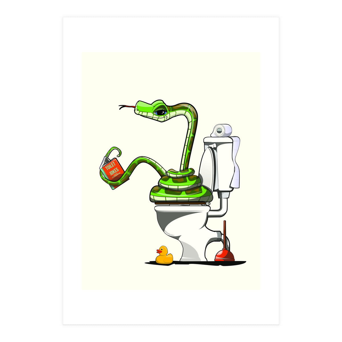 Snake on the Toilet, funny Bathroom humour (Print Only)