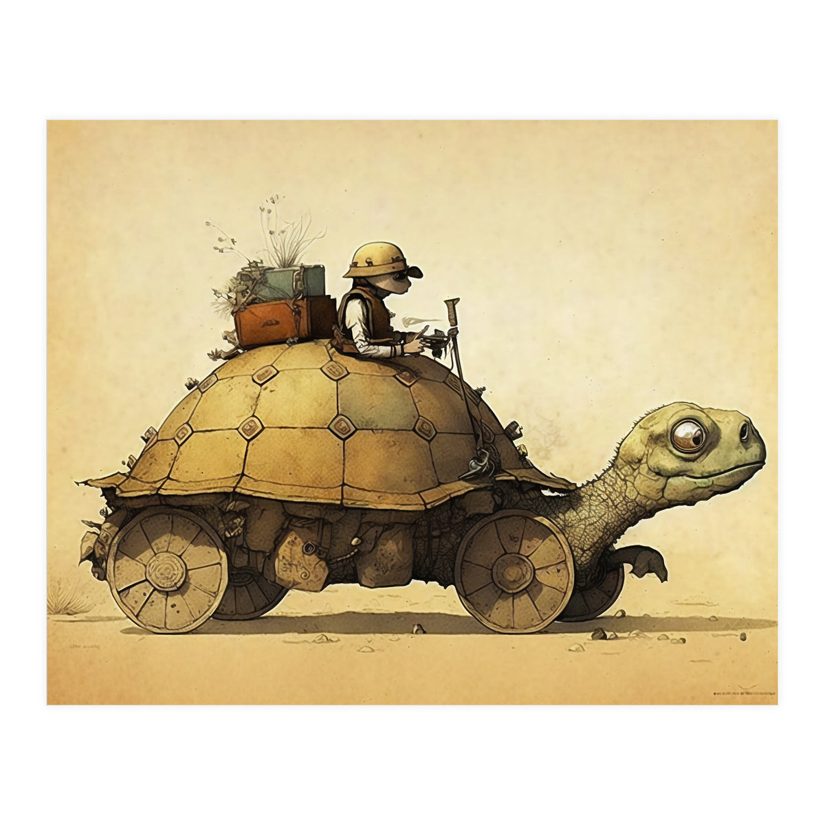 Tortoise Car Steampunk Illustration (Print Only)