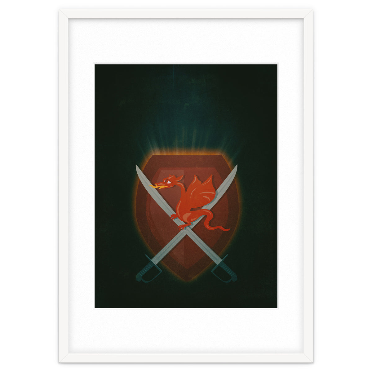 Heraldic dragon and cutlasses